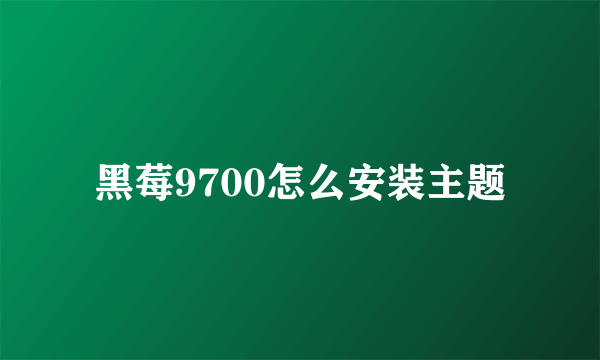 黑莓9700怎么安装主题