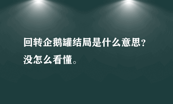 回转企鹅罐结局是什么意思？没怎么看懂。