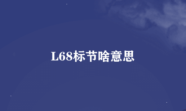 L68标节啥意思