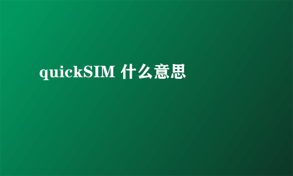 quickSIM 什么意思