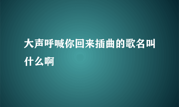 大声呼喊你回来插曲的歌名叫什么啊