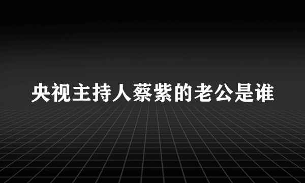 央视主持人蔡紫的老公是谁