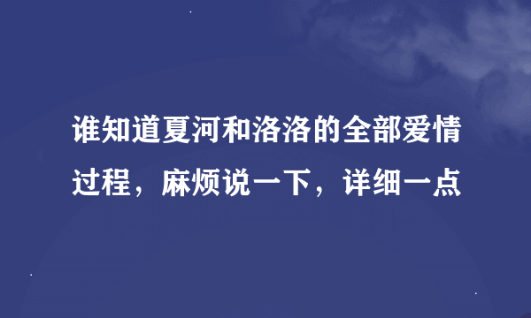 谁知道夏河和洛洛的全部爱情过程，麻烦说一下，详细一点