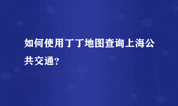 如何使用丁丁地图查询上海公共交通？