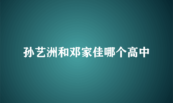 孙艺洲和邓家佳哪个高中