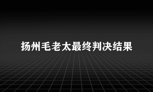 扬州毛老太最终判决结果