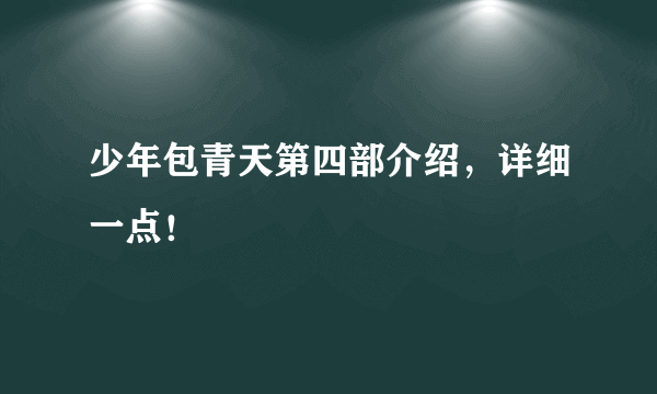 少年包青天第四部介绍，详细一点！