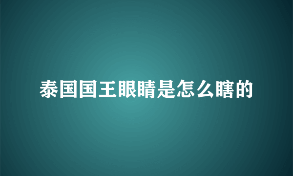 泰国国王眼睛是怎么瞎的