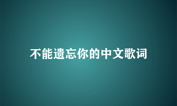 不能遗忘你的中文歌词