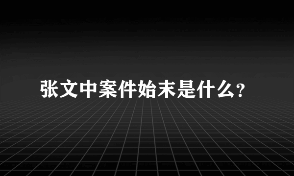 张文中案件始末是什么？