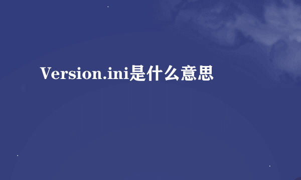 Version.ini是什么意思