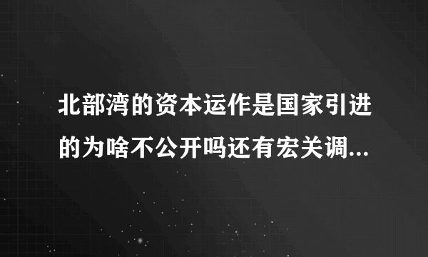 北部湾的资本运作是国家引进的为啥不公开吗还有宏关调控哪真能赚1040吗国为啥保密？