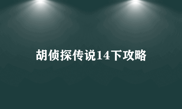 胡侦探传说14下攻略