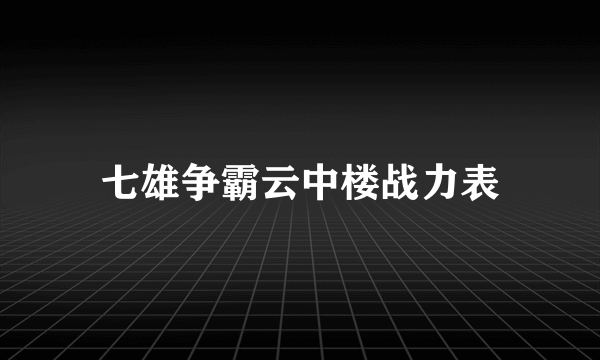 七雄争霸云中楼战力表