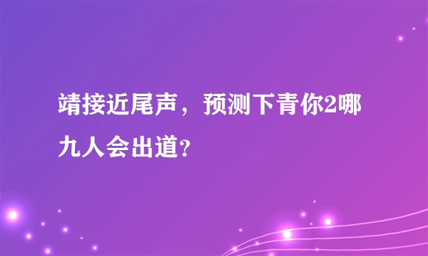 靖接近尾声，预测下青你2哪九人会出道？