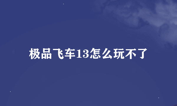 极品飞车13怎么玩不了