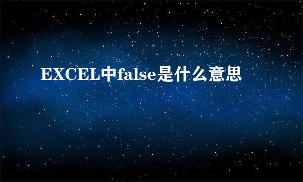 EXCEL中false是什么意思