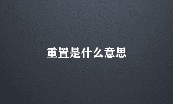 重置是什么意思