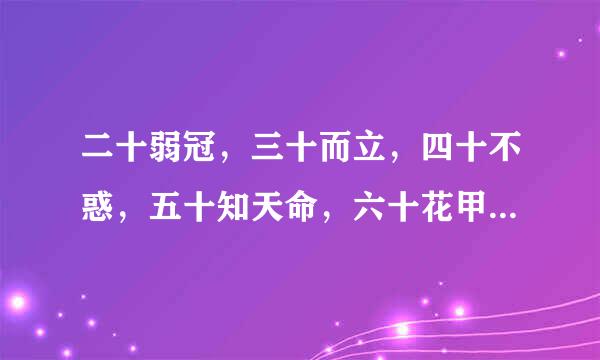 二十弱冠，三十而立，四十不惑，五十知天命，六十花甲，七十古稀，序员八十耄耋是什么意思啊!