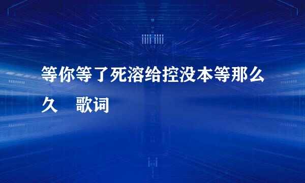 等你等了死溶给控没本等那么久 歌词