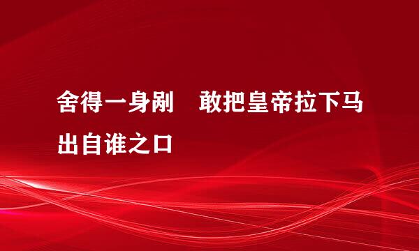 舍得一身剐 敢把皇帝拉下马出自谁之口