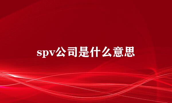 spv公司是什么意思