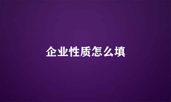 企业性质怎么填