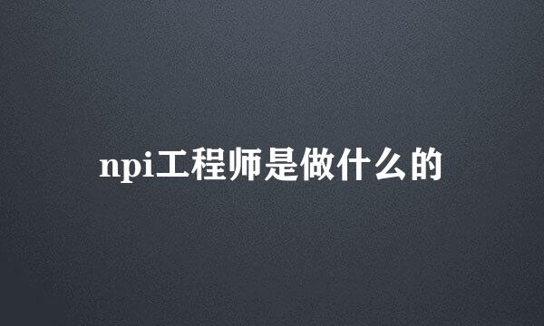 npi工程师是做什么的