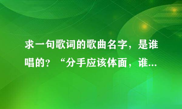 求一句歌词的歌曲名字，是谁唱的？“分手应该体面，谁都不要说抱歉……”