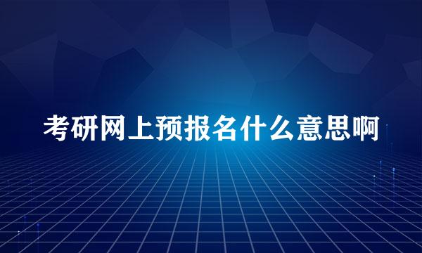 考研网上预报名什么意思啊