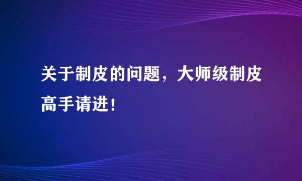 关于制皮的问题，大师级制皮高手请进！