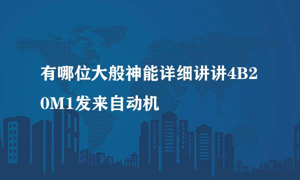 有哪位大般神能详细讲讲4B20M1发来自动机