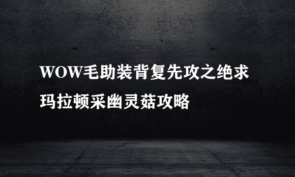 WOW毛助装背复先攻之绝求玛拉顿采幽灵菇攻略