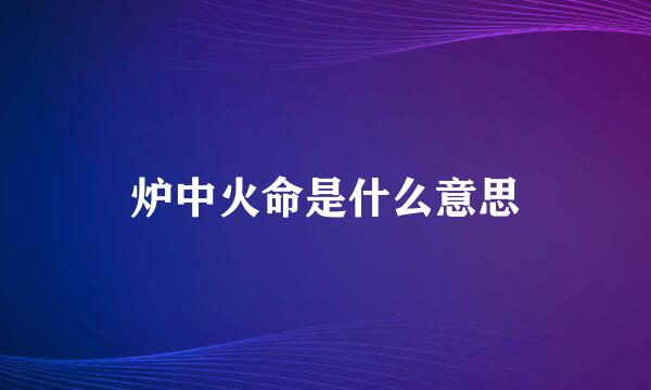 炉中火命是什么意思