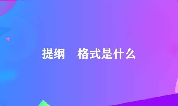 提纲 格式是什么