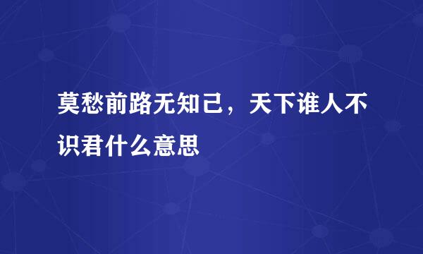 莫愁前路无知己，天下谁人不识君什么意思