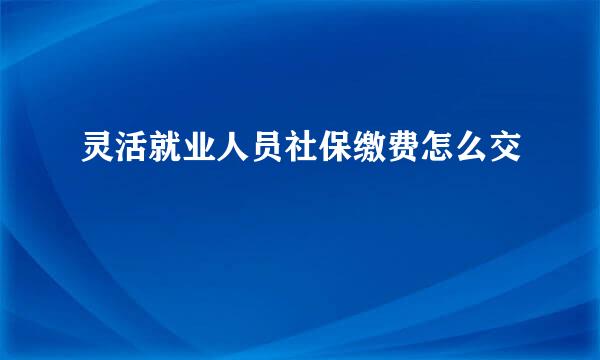 灵活就业人员社保缴费怎么交