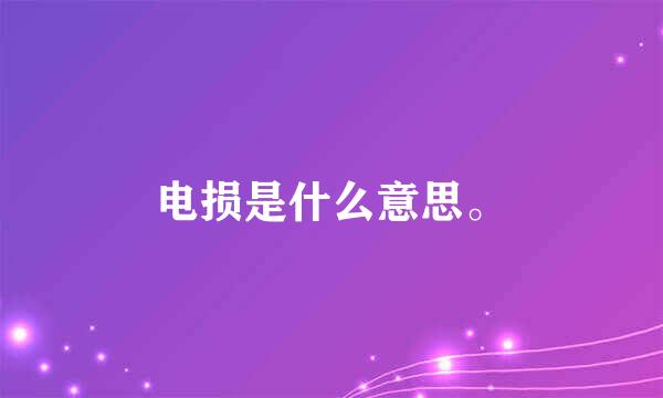 电损是什么意思。