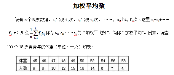 加权平均数怎么算？举个具体的例子