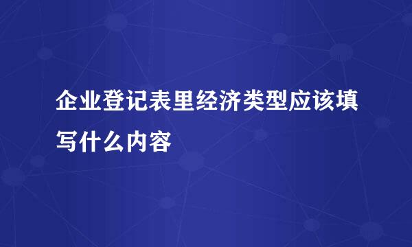 企业登记表里经济类型应该填写什么内容