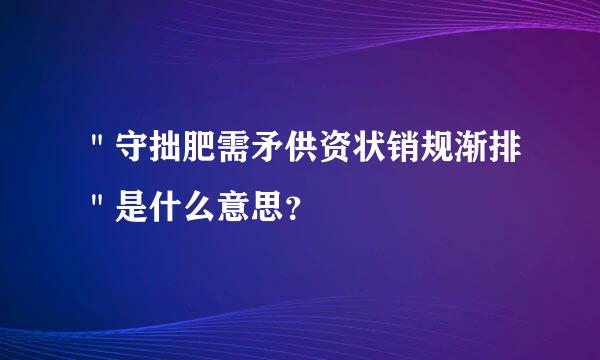 ＂守拙肥需矛供资状销规渐排＂是什么意思？