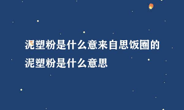 泥塑粉是什么意来自思饭圈的泥塑粉是什么意思