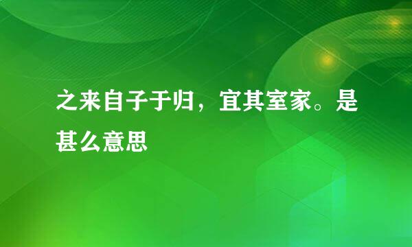 之来自子于归，宜其室家。是甚么意思