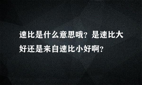 速比是什么意思哦？是速比大好还是来自速比小好啊？