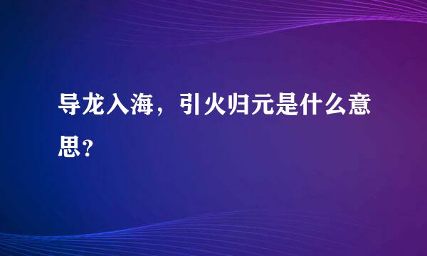 导龙入海，引火归元是什么意思？