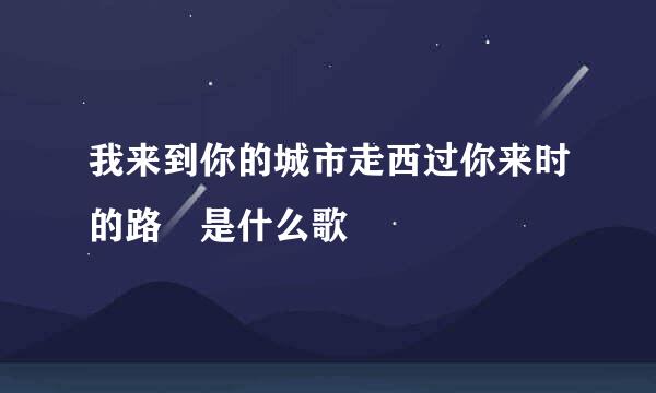 我来到你的城市走西过你来时的路 是什么歌