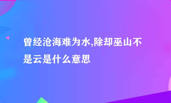 曾经沧海难为水,除却巫山不是云是什么意思