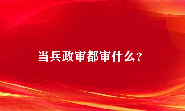 当兵政审都审什么？