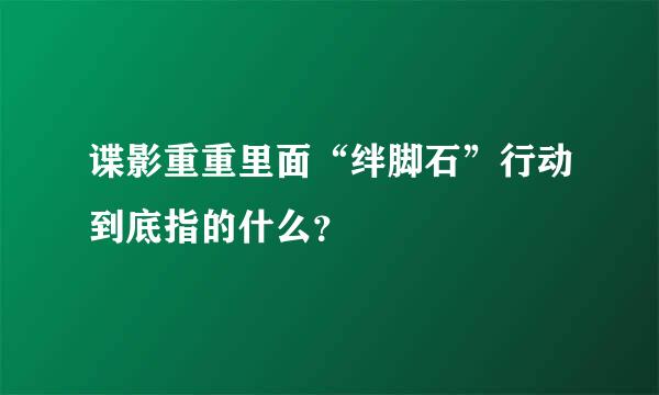 谍影重重里面“绊脚石”行动到底指的什么？