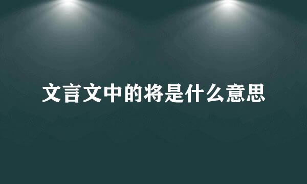 文言文中的将是什么意思